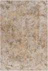 Close-up of a textured Aleka Rich Textured Rug in bone, clay, dark gray, and sage colors. Contemporary style. Design-Rectangle-6796