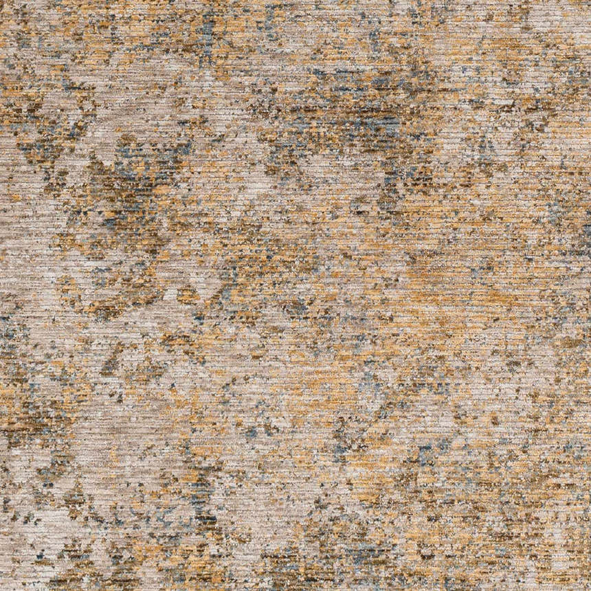 Close-up of the Aleka Rich Textured Rug, showcasing its bone, clay, and dark gray colors and textured contemporary design. Swatch