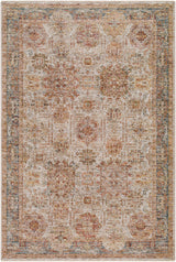 Ange Tan & Blue Rich Textured Traditional Rug