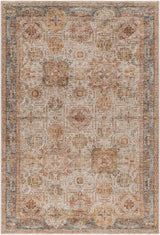 Ange Tan & Blue Rich Textured Traditional Rug