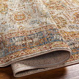 Ange Tan & Blue Rich Textured Traditional Rug