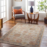 Ange Tan & Blue Rich Textured Traditional Rug