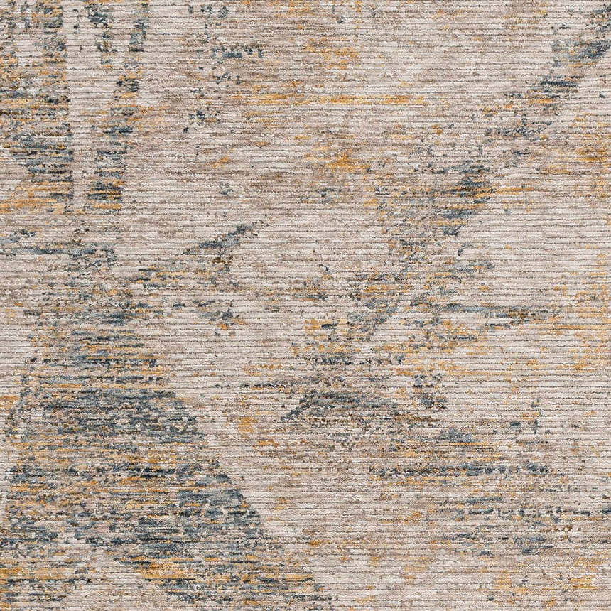 Close-up of the Cadao Rich Textured Traditional Rug, featuring light peach, mocha, multi brown, taupe, and walnut hues. Swatch