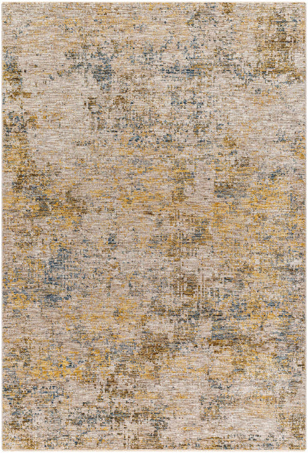 Close-up of the Chas Beige Rich Textured Traditional Rug, featuring bone, clay, driftwood, taupe, and walnut colors. Design-Rectangle-575