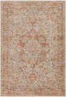 Close-up of the Cress Rust Rich Textured Traditional Rug with clay, dark brown, and light peach colors. Design-Rectangle-575