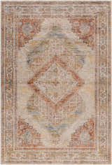 Detailed view of the Moya Tan Rich Textured Traditional Rug with bone, clay, and brown geometric patterns. Design-Rectangle-6796