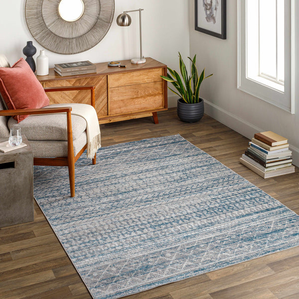 Tambac Blue Washable Area Rug - Clearance