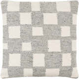 Metra Pewter and Ivory Square Pattern Modern Wool Accent Pillow - Clearance