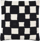 Noirix Black and Ivory Square Pattern Modern Wool Accent Pillow