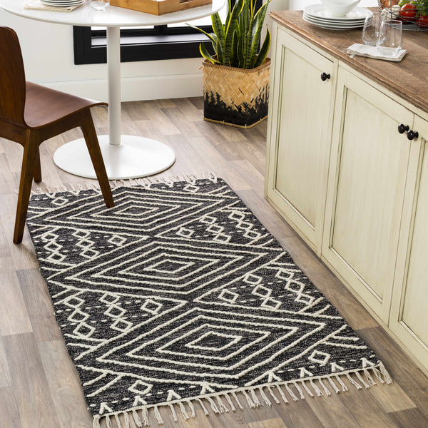 Skedee Black/Cream Diamond Area Rug