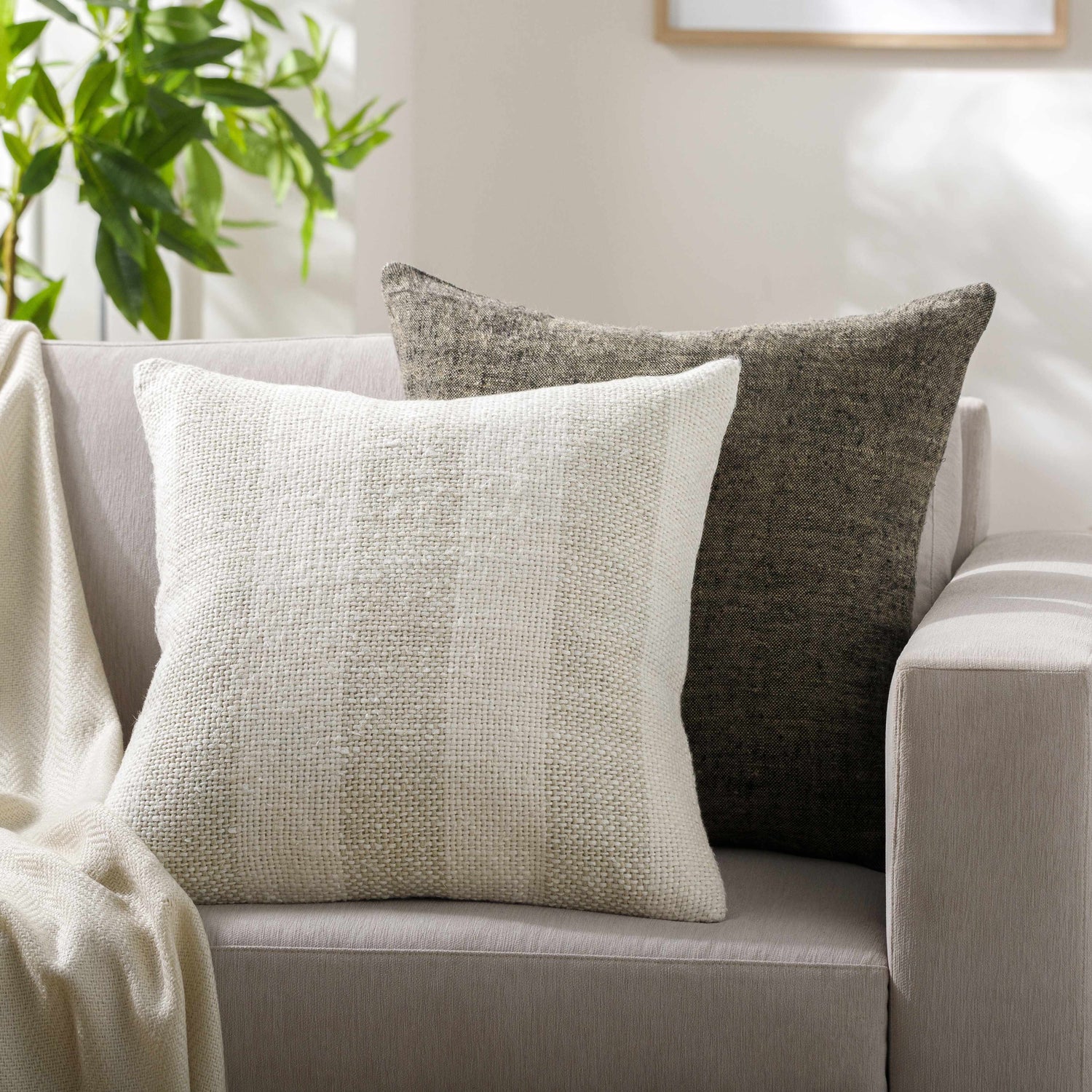 Mirko Beige Throw Pillow - Clearance