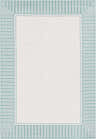 Close-up of Skipton Area Rug. White rug with a teal and white striped border and geometric corner details. Design-Rectangle-5376
