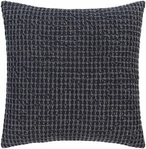 Skipperville Textured Black Woven Square Throw Pillow