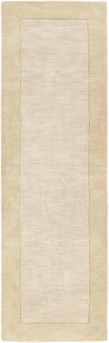 Bordered Solid Beige Wool Rug