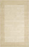 Close-up of a Bordered Solid Beige Wool Rug showing the subtle texture and simple, elegant border design. Design-Rectangle-58