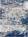 Close-up of the Slamannan Area Rug. Contemporary design with aqua, charcoal, dark blue, gray, and off-white colors. Design-Rectangle-710103