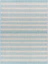 Close-up of the Engla Off White Area Carpet. Features a light blue striped pattern on an off-white woven texture. Design-Rectangle-537