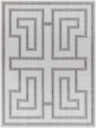 Close-up of the Taro Light Gray Area Rug featuring a geometric Greek key design in light and medium gray tones. Design-Rectangle-537
