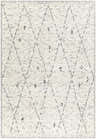 Close-up of the Dilay Area Rug, showcasing its geometric diamond pattern in dark gray and off-white. Design-Rectangle-537