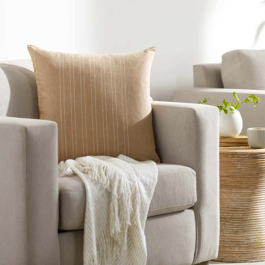 Malka Beige Throw Pillow - Clearance