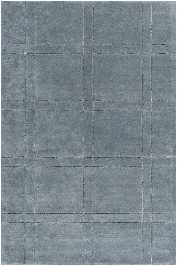 Close-up of the Sixto Sage Area Rug. Hand-tufted wool rug with a contemporary grid pattern in soft sage green. Design-Rectangle-576
