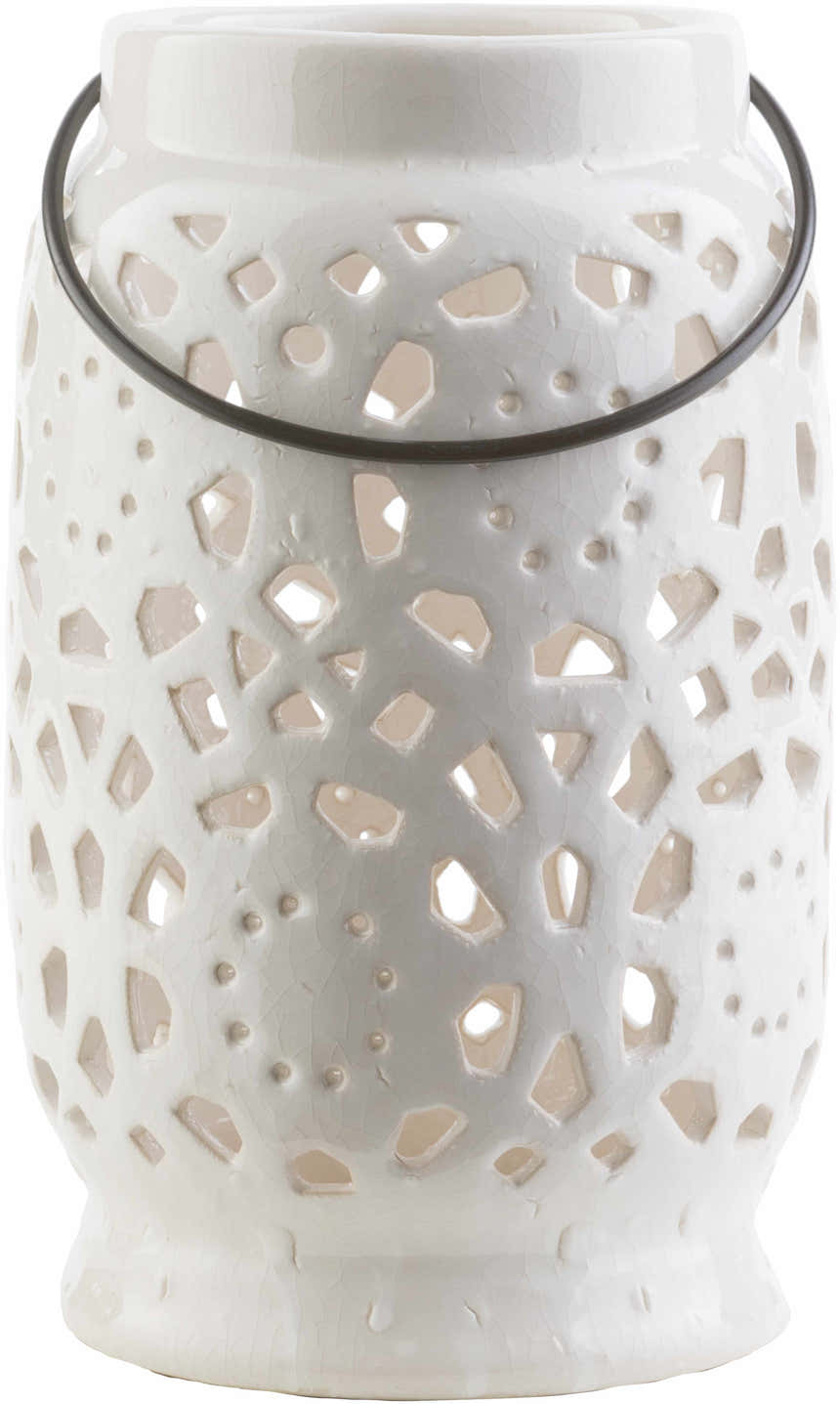 Sloughhouse White Ceramic Outdoor Lantern