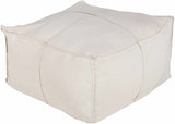Friendsville Solid & Striped Ivory Pouf