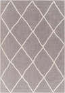 Close-up of Amani Gray Washable Rug; dark gray with a white geometric diamond pattern. Contemporary style. Design-Rectangle-57