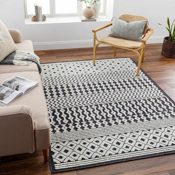 Drago Black Area Rug - Clearance