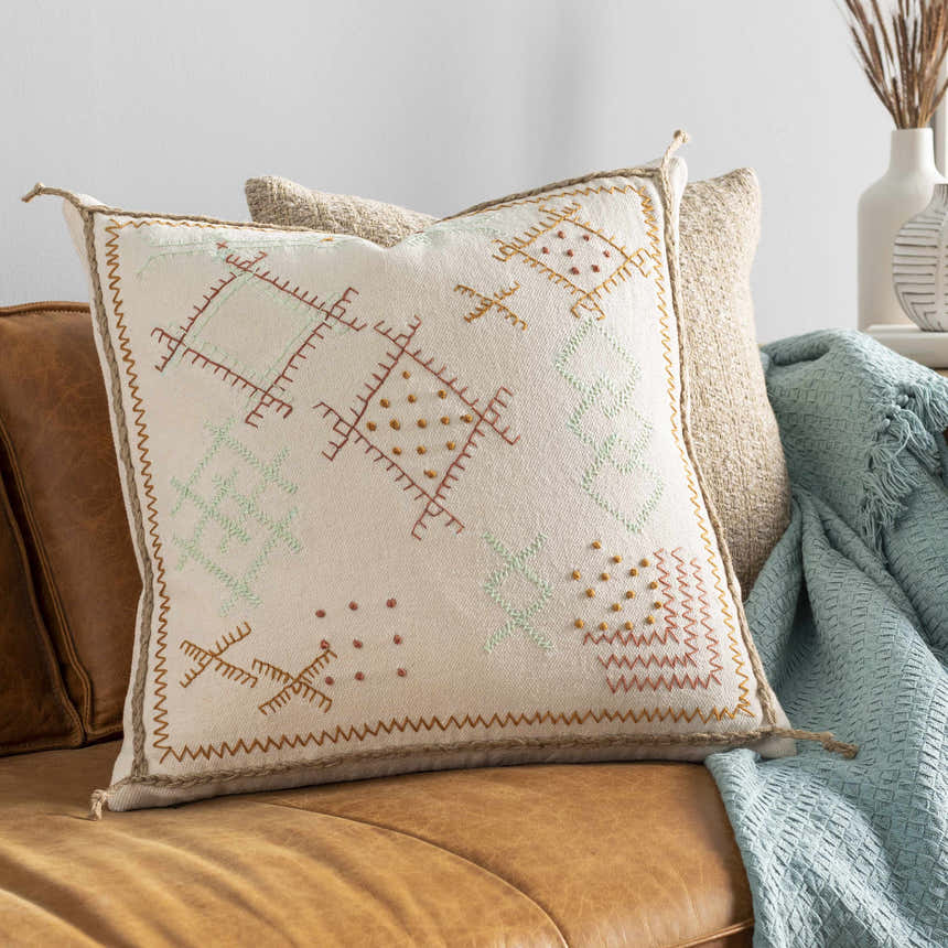 Freeman Tan Square Throw Pillow