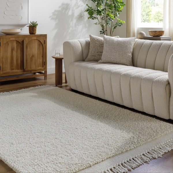 Kouki Solid Beige Wool Rug