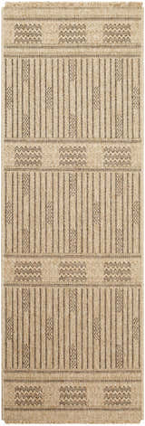 Close-up of the Gerik Faux Jute Rug. Lambswool and light brown rug with farmhouse, traditional, and transitional style. Design-Runner-2773