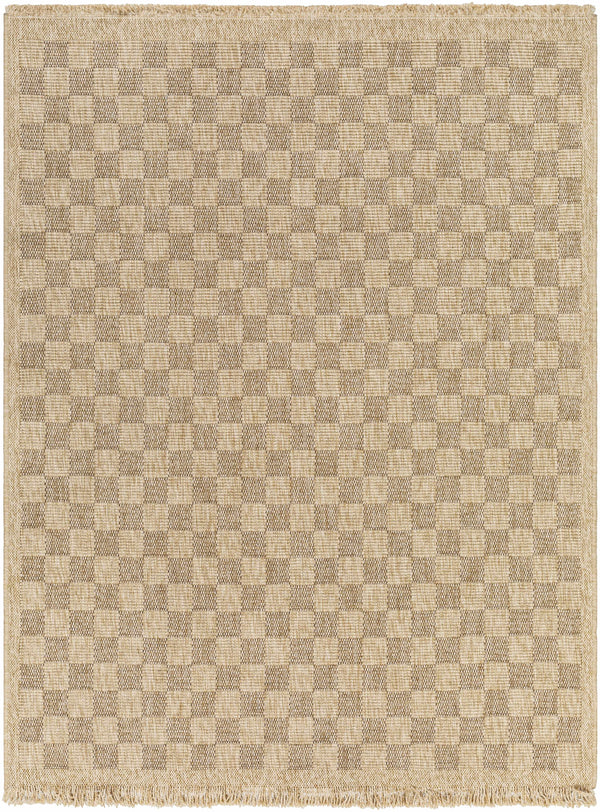 Jurek Beige Checkered Area Rug