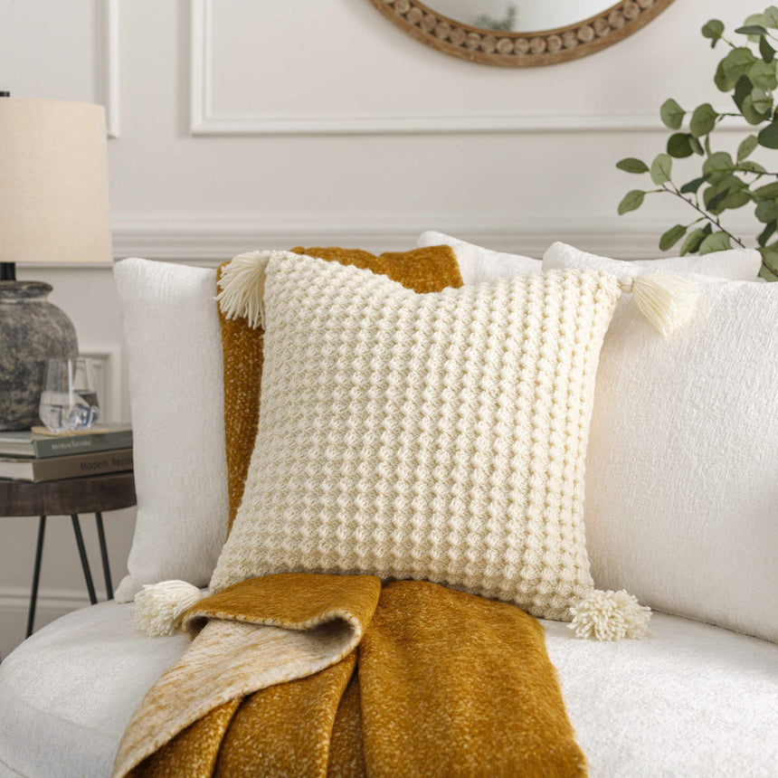 Litzy Cream Throw Pillow