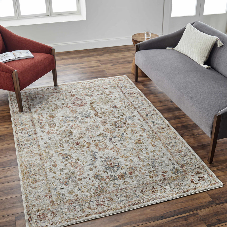 Asabi Tan Textured Rug with Fringes