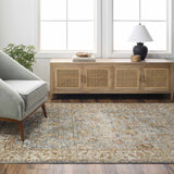 Asabi Blue Textured Rug with Fringes