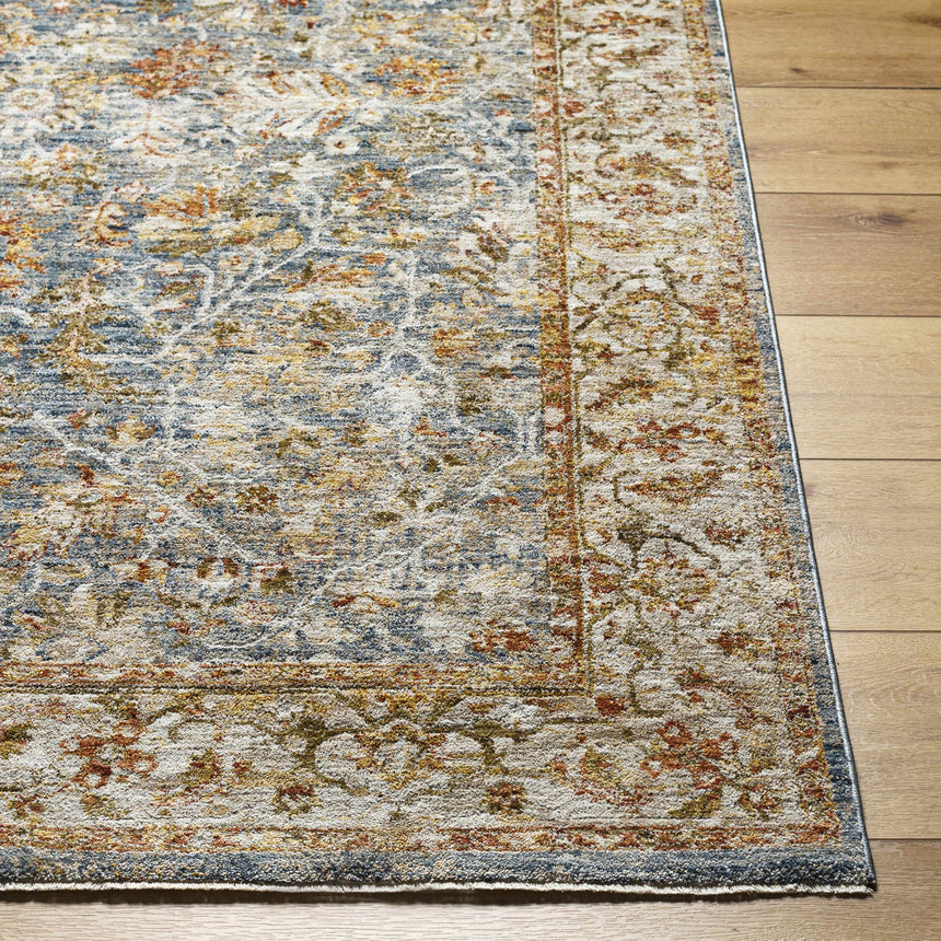 Asabi Blue Textured Rug with Fringes