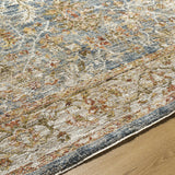 Asabi Blue Textured Rug with Fringes