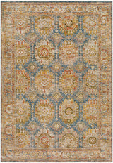 Crescentia Blue & Beige Textured Rug with Fringes