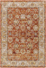 Duong Rust Textured Rug with Fringes