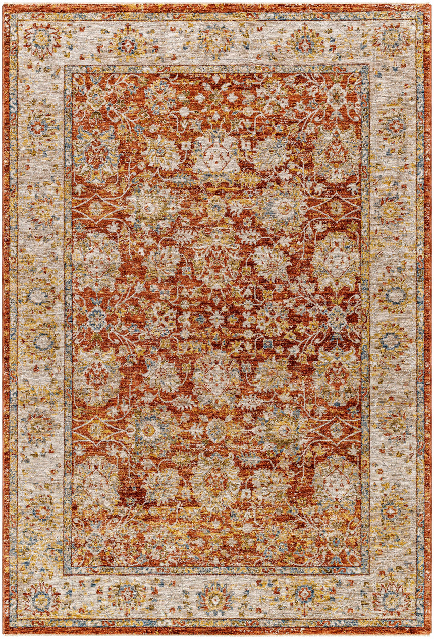 Duong Rust Textured Rug with Fringes