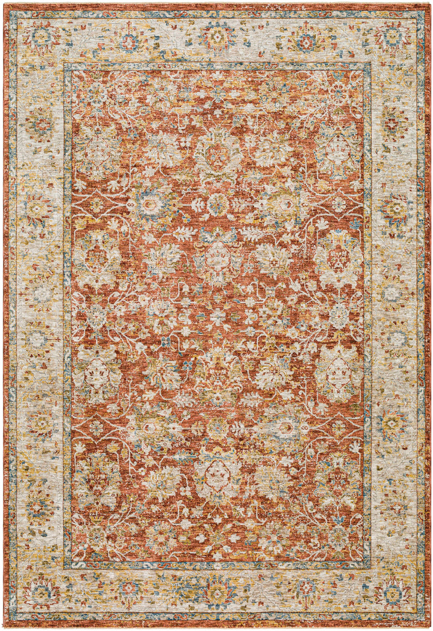 Duong Rust Textured Rug with Fringes