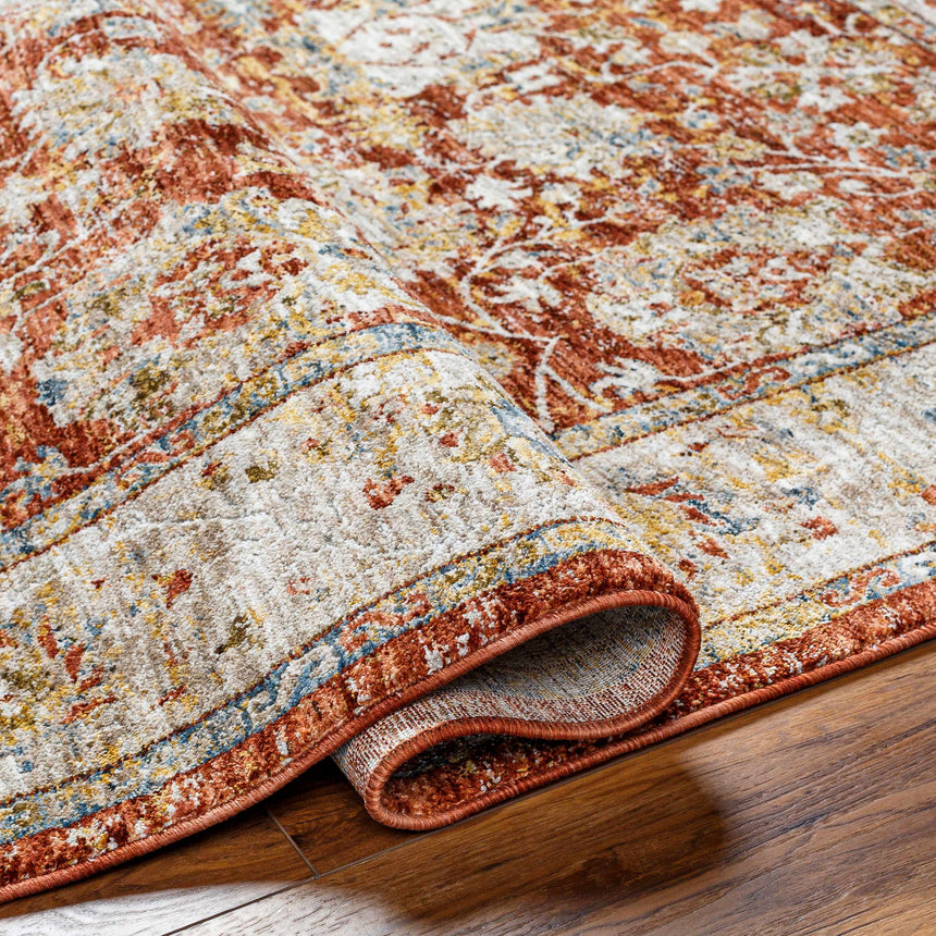 Duong Rust Textured Rug with Fringes