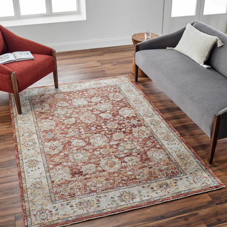 Duong Rust Textured Rug with Fringes