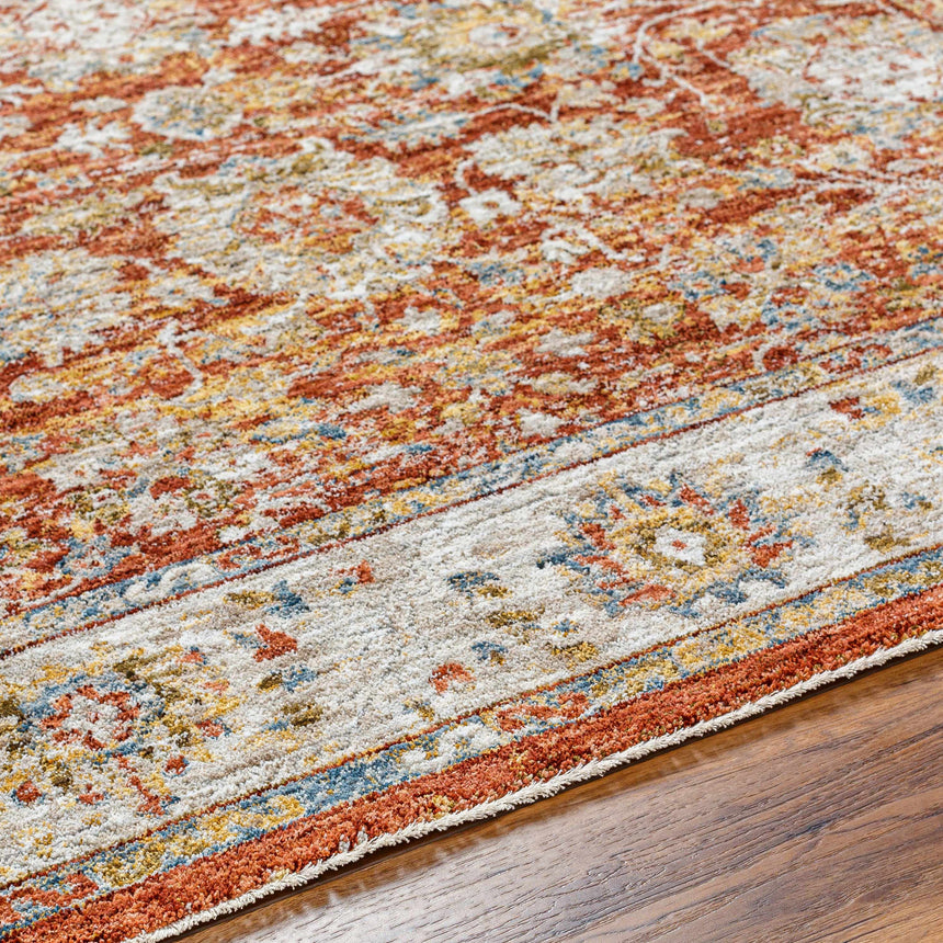 Duong Rust Textured Rug with Fringes