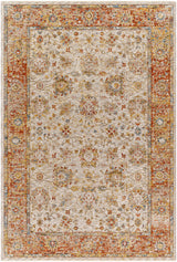Duong Beige & Rust Textured Rug with Fringes