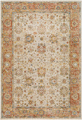 Duong Beige & Rust Textured Rug with Fringes
