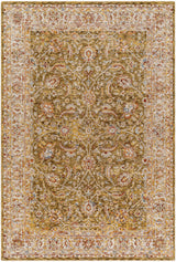 Dyan Green Textured Rug with Fringes
