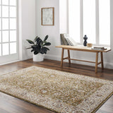 Dyan Green Textured Rug with Fringes