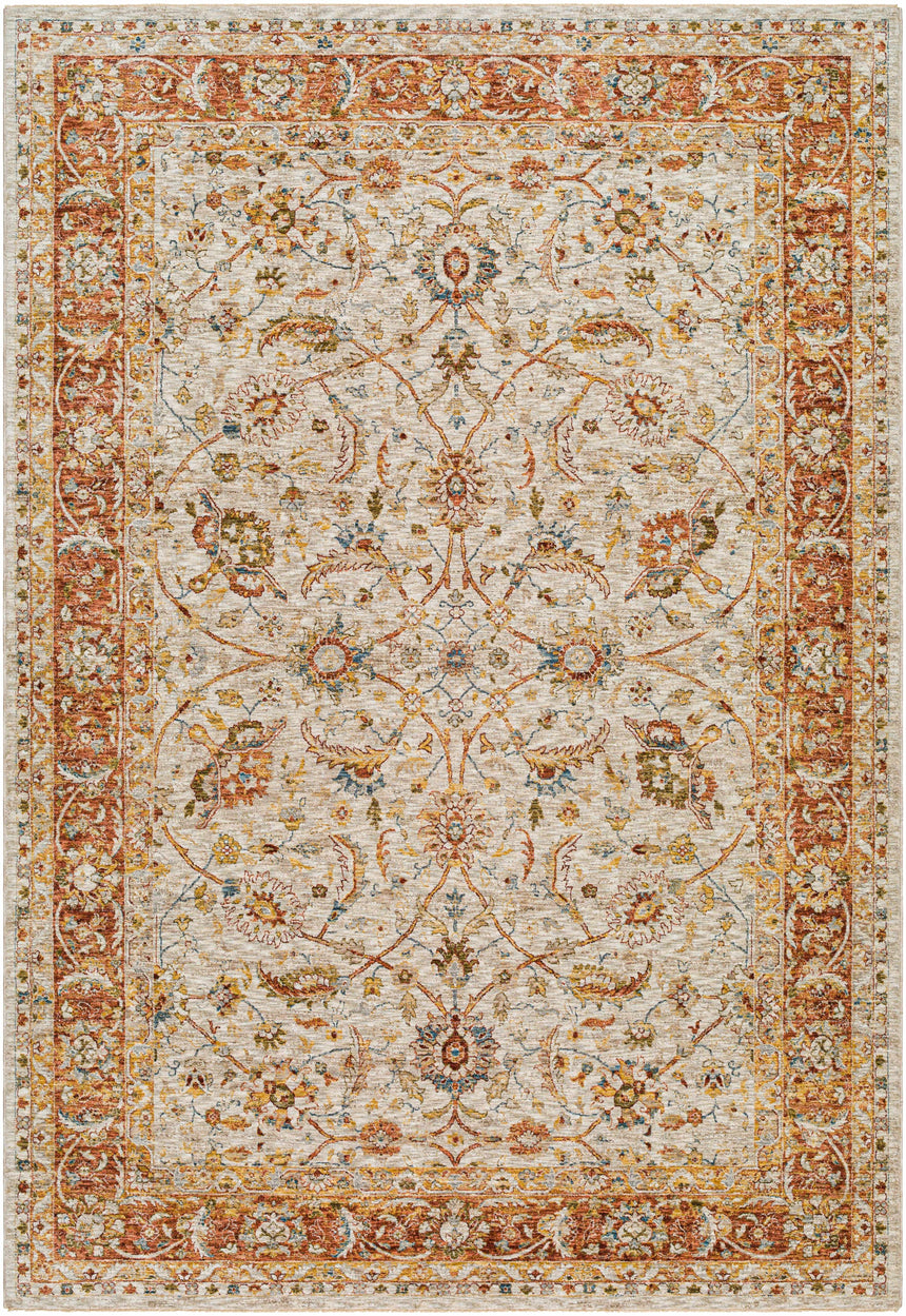 Dyan Cream Textured Rug with Fringes